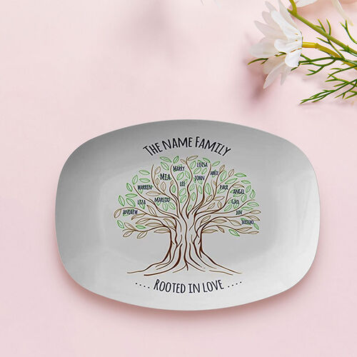 Personalized Name and Text Plate with A Tree Pattern for Mother "Rooted in Love"