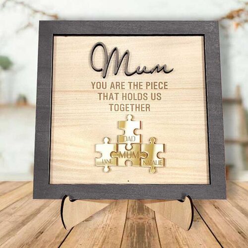 Personalisierte Name Puzzle-Rahmen "Du bist das Stück, das uns zusammenhält" Muttertag Geschenk