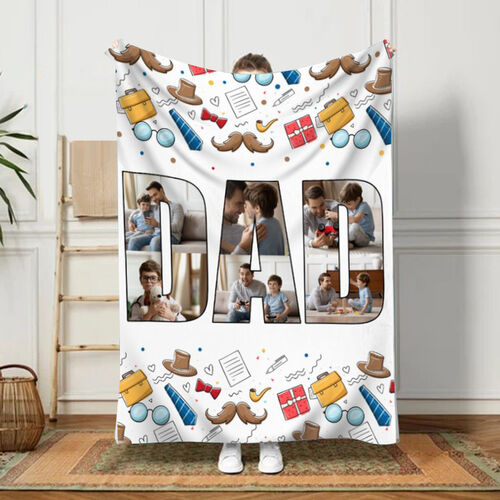 Personalized Picture Blanket with Cartoon Pattern Beautiful Gift for Dear Dad