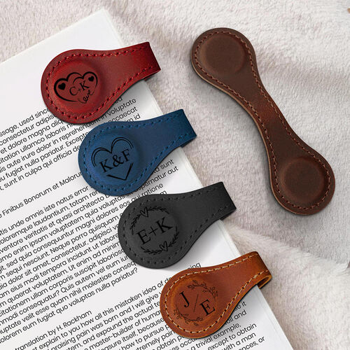 Personalized Leather Magnetic Bookmark Custom Two Letters Design ...