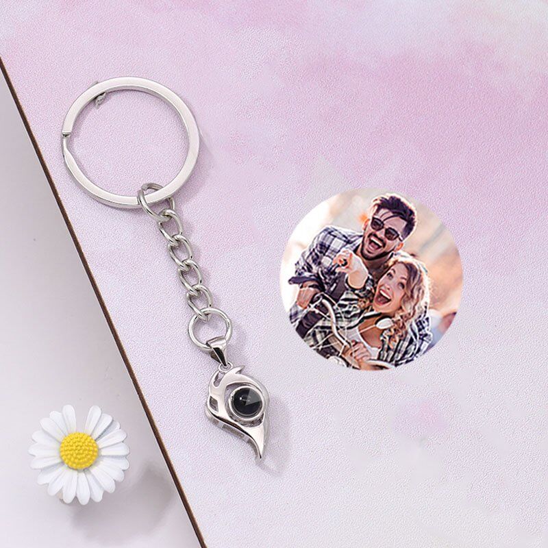 Personalized Photo Projection Keychain-Matching Heart Keychain For Her