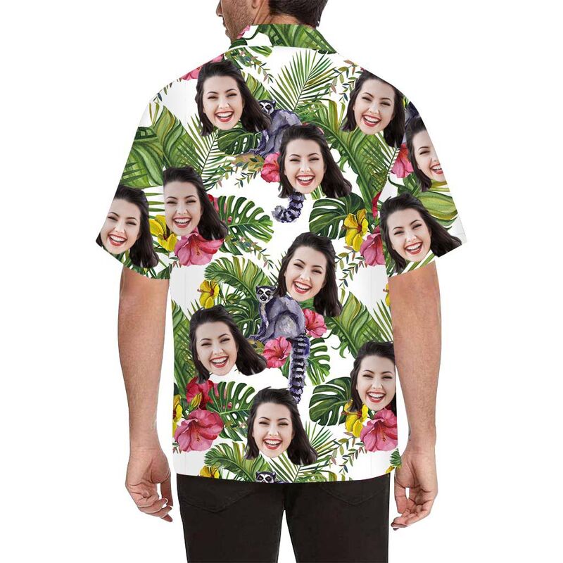 Chemise hawaïenne à impression intégrale pour homme avec fleur et écureuil personnalisés