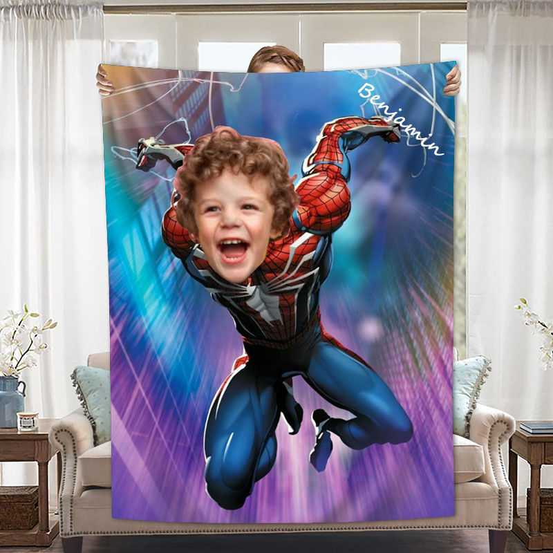 Personalized Custom Photo Blanket Comic Characters Magic City Photo Background Flannel Blanket