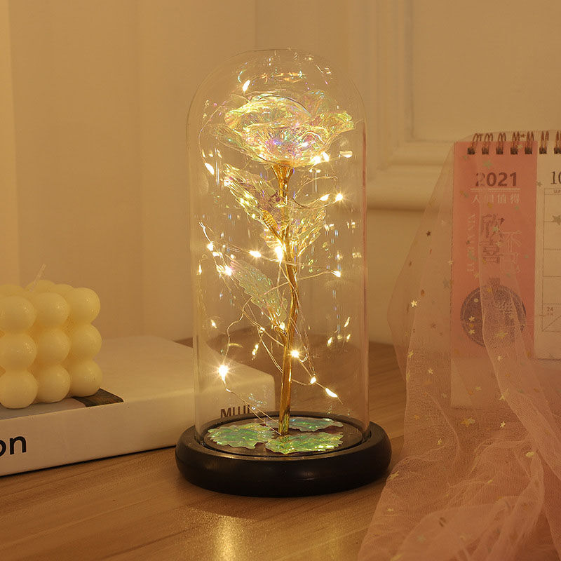 Galaxy Rose Glass Lampshade Preserved Flower Valentine Night Light Gift