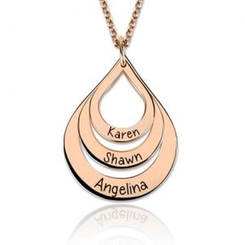 "We Are Together" Engraved Drop Shaped Name Necklace
