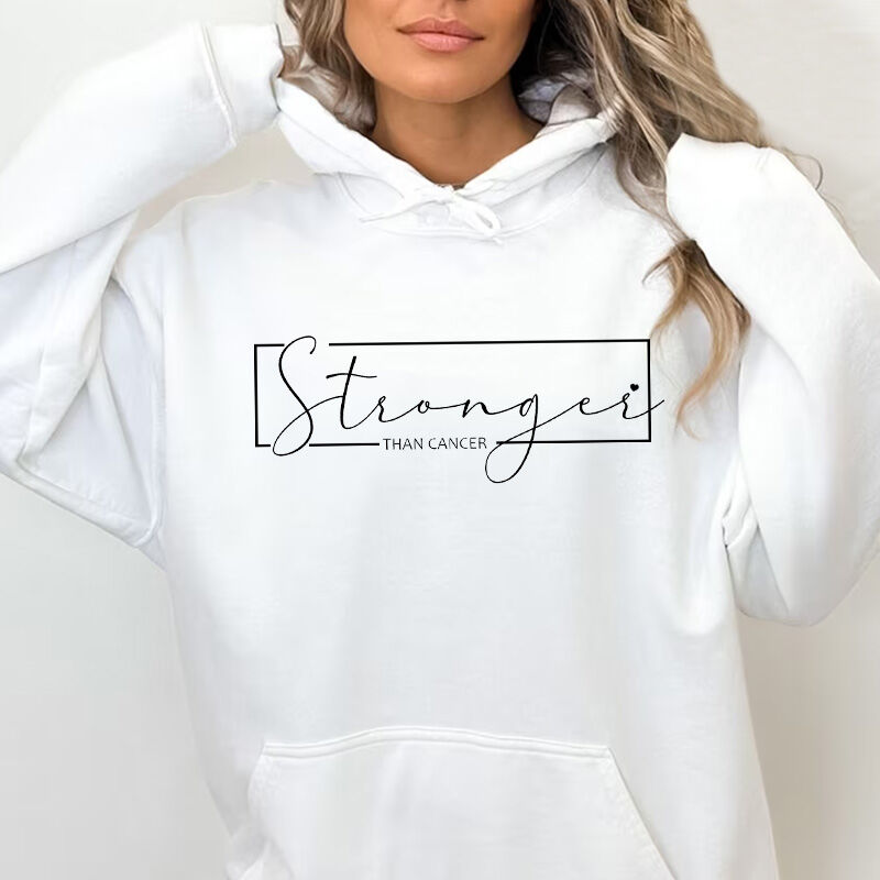 Hoodie with Print "Stronger Than Cancer" for Super Mom