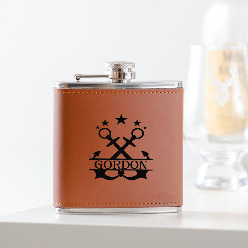 Personalized Name Wine Pot with Special Anchor Pattern Beautiful Gift for Him