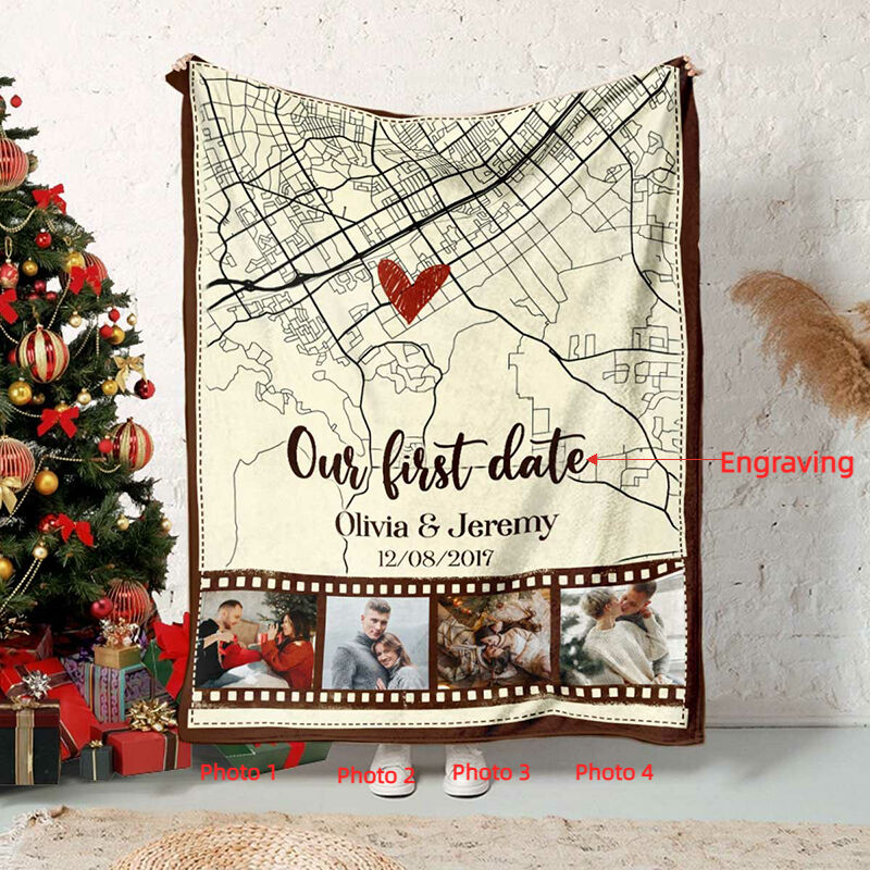 Personalized Picture Blanket with Custom Text Warm Gift for Valentine's Day
