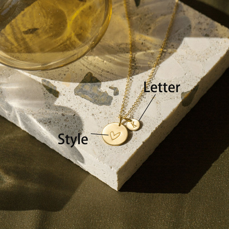 Personalized Disk Necklace with Tiny Initial Tags Special Gift for Her