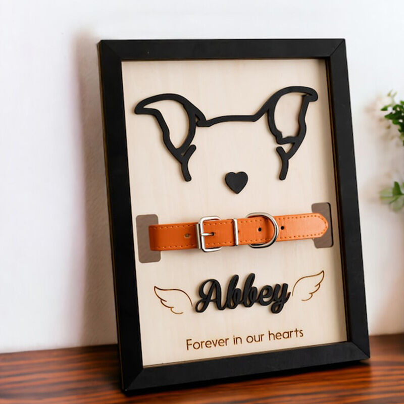 Personalized Pet Collar Photo Frame Optional Pet Ears Memorial Gift For Dogs
