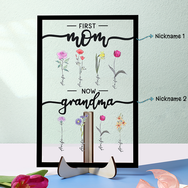 Personalized Birthday Flower Acrylic Photo Frame Warm Mother's Day Gift