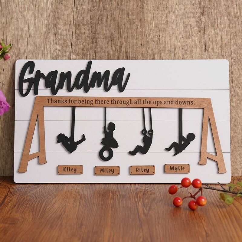 Personalized Frame Custom Family Members Swing Set Sign Design Perfect Gift for Mother's Day