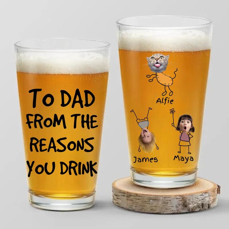 Personalized Beer Glass Customized For Kids Photo Cute Father's Day
