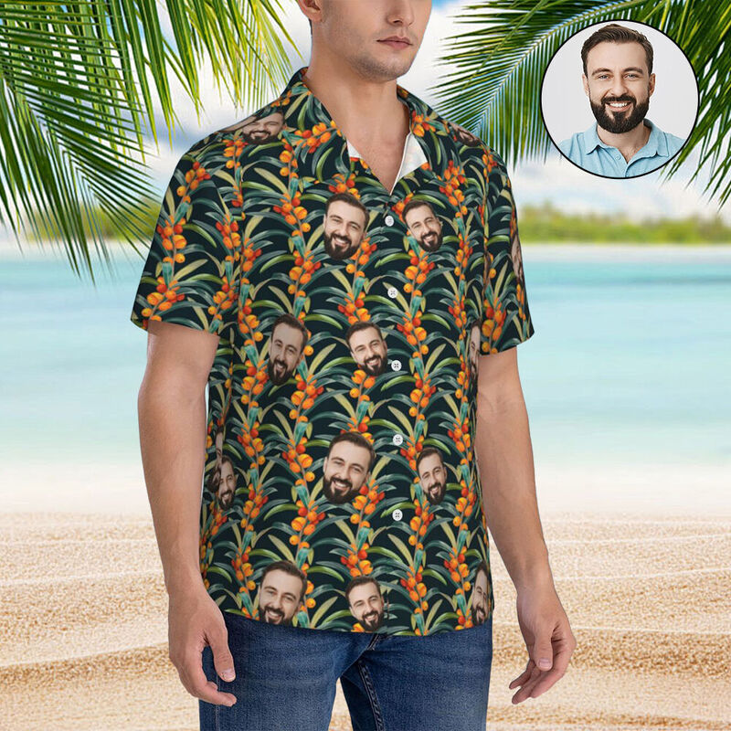 Camicie hawaiane personalizzate Flowers and Leaves Design Camicia da spiaggia personalizzata per uomo