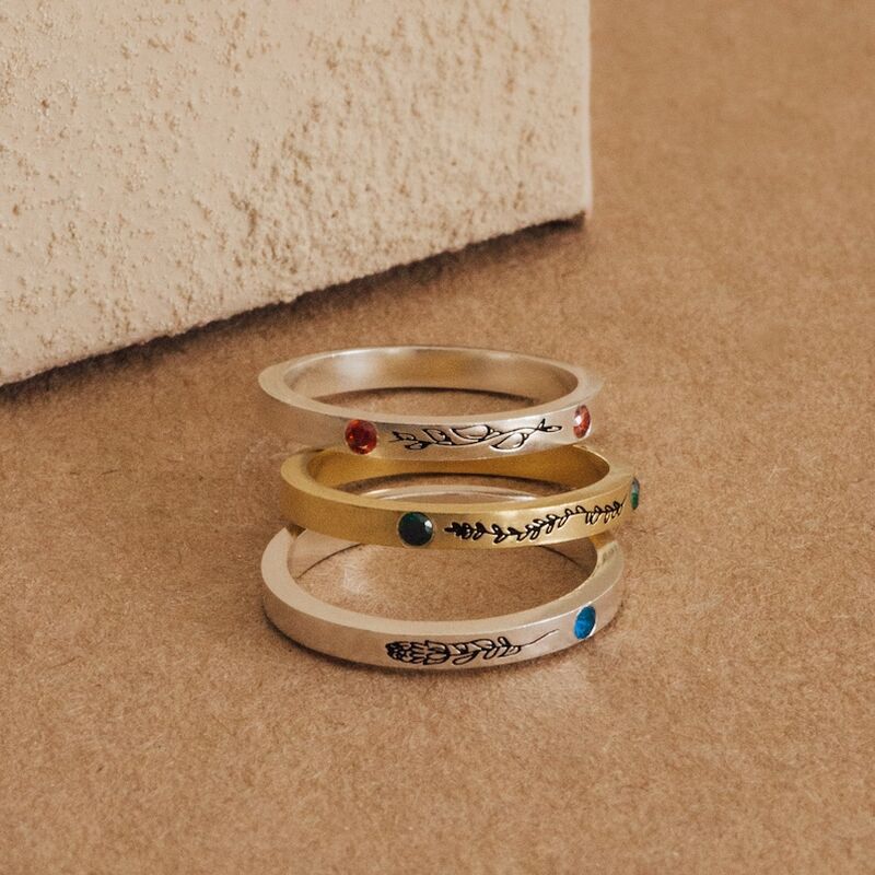 Personalized Birthstone Ring With Birthstone Simple Birthday Gift