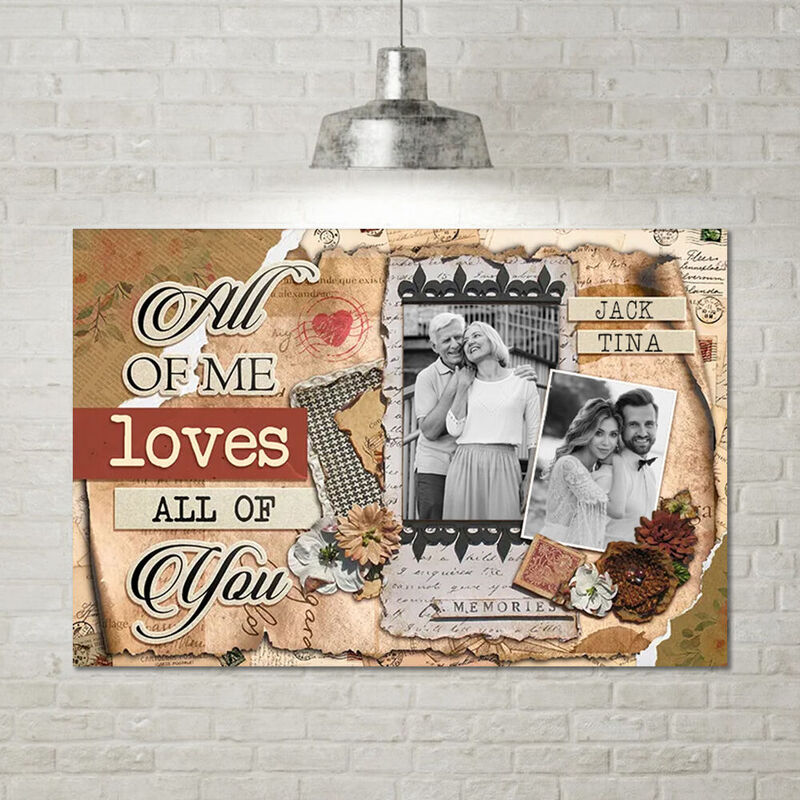 Personalized Picture Canvas Wall Art Retro Style Cool Gift for Couples