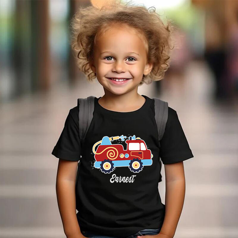 T-Shirt personnalisé pour enfants Nom de la bande personnalisée Motif de la voiture Cadeau pour garçons