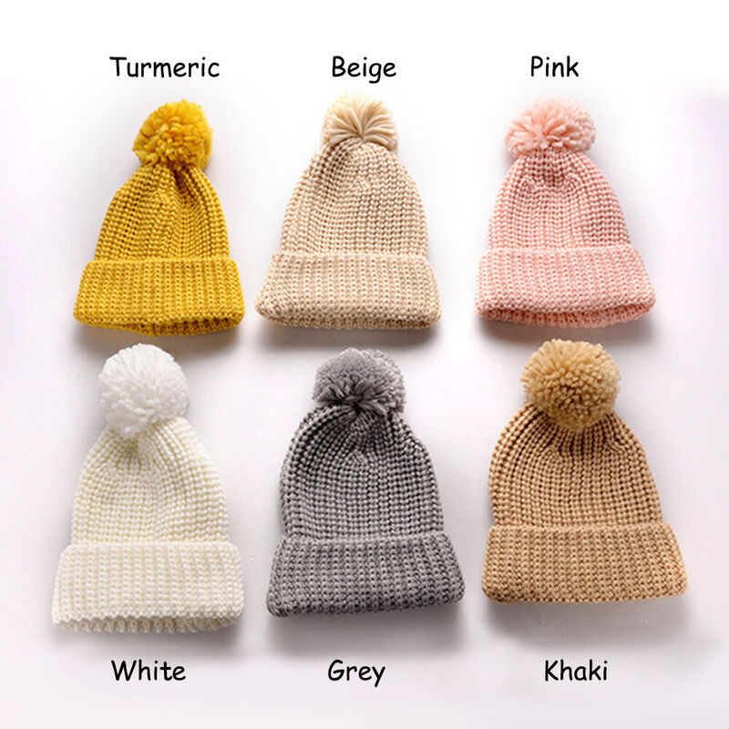 Personalized Knit Pom Pom Beanie with Sun Pattern Customized Colorful Name Knit Hat for Kids