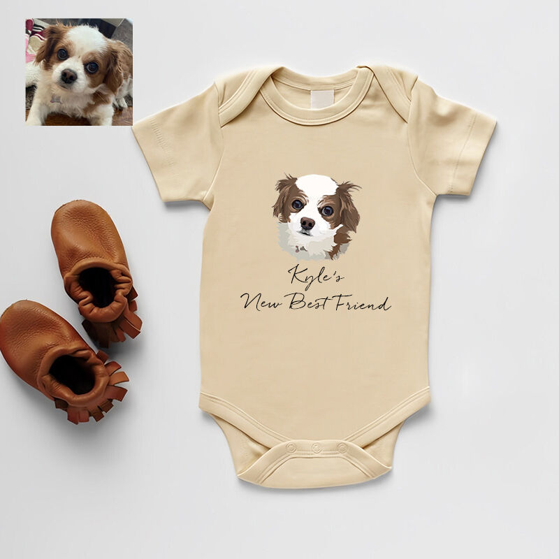 Onesie bébé personnalisé avec photo d'animal de compagnie aquarelle Cadeau de naissance adorable pour les amoureux des animaux de compagnie