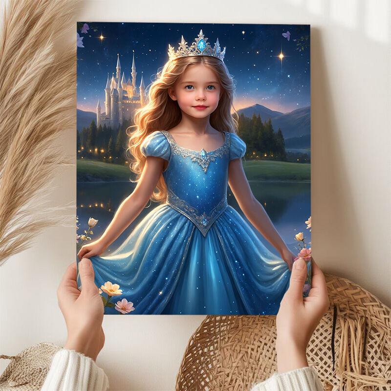Personalized Princess Portraits with Custom Face Swap Dreamy Present for Girl
