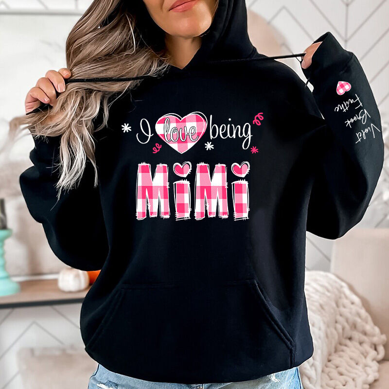 Personalized Hoodie I Love Being Mom Chic Plaid Pattern Design Attractive Mother's Day Gift