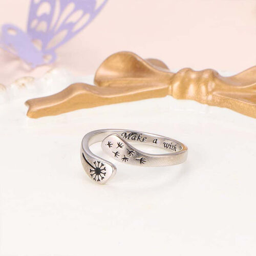 "Make A Wish" Custom Dandelion Engraving Ring