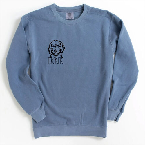 Customized Pet Dog Sweatshirt Long Sleeve Blue