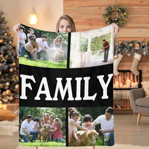 Personalized Photo Blankets Custom Family Love Blanket With 4 Photos