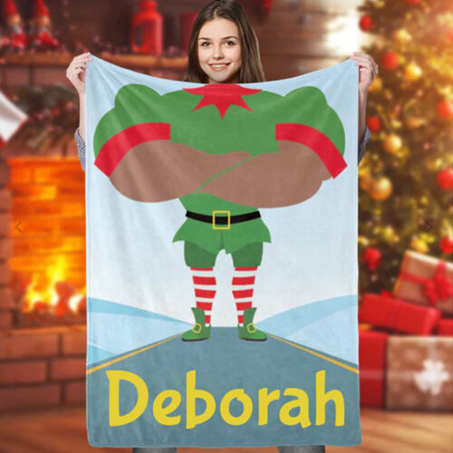 Custom Name Blanket Strong Christmas Elf Blanket Funny Gift for Dad