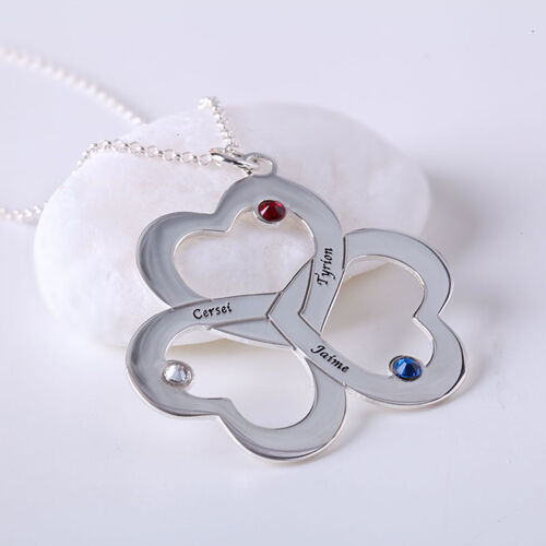"Herz zu Herz" Personalisierte Halskette mit Geburtsstein