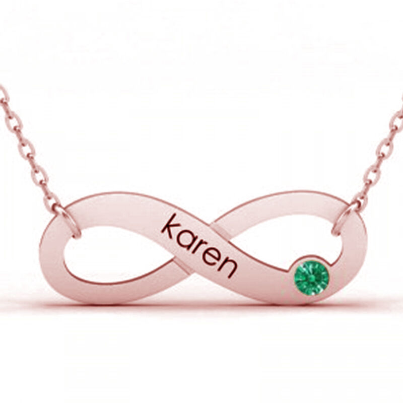 "Try Everything" Personalized Infinity Necklace With Birthstone