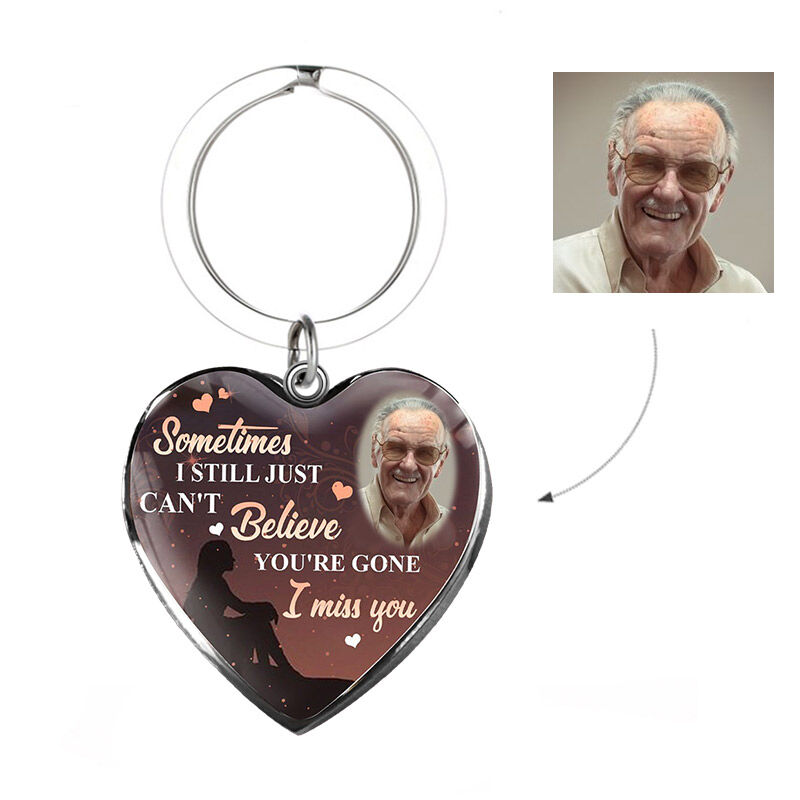 Personalized I Can'T Believe You'Re Gone Memorial Photo Keychain