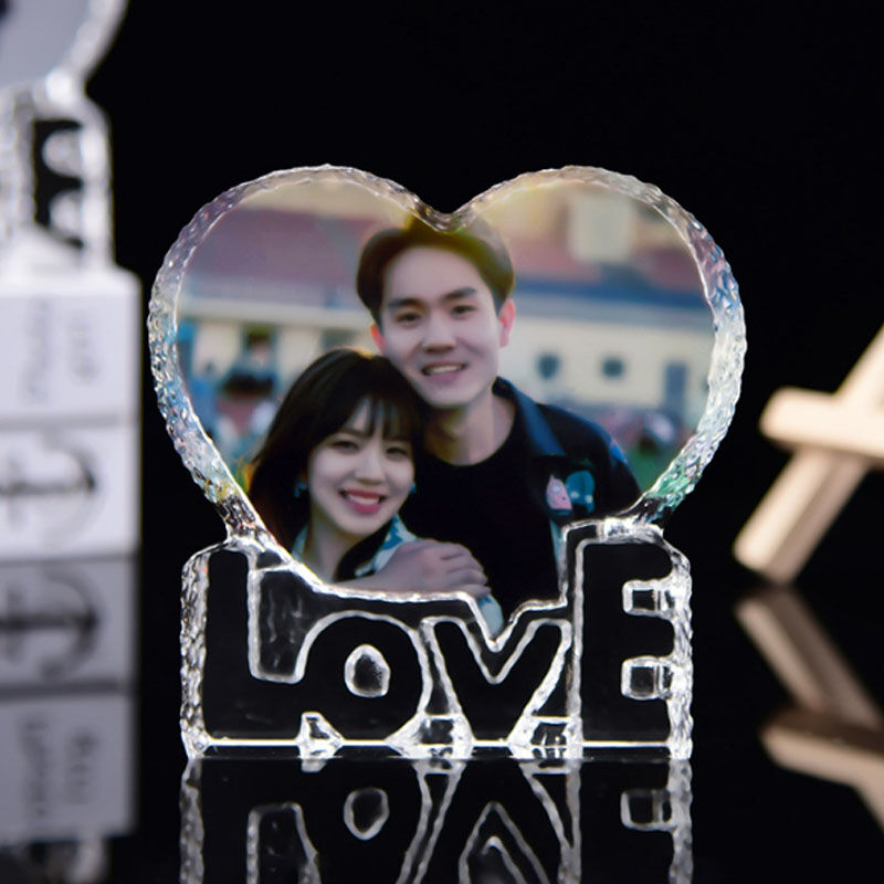 Custom Heart shape Photo Crystal Frame For Lover