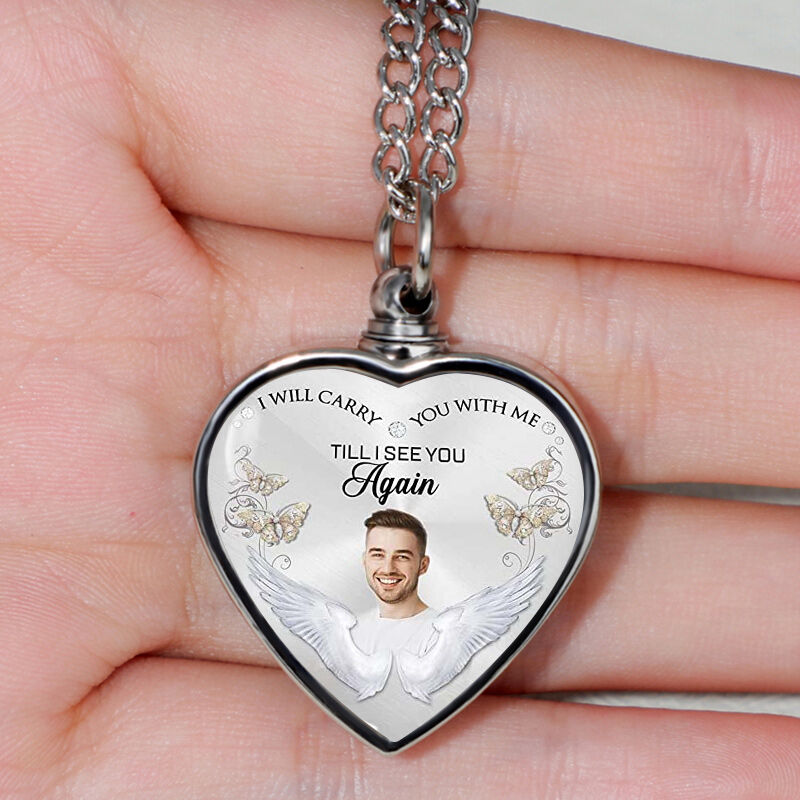 I Will Carry Your with Me Custom Picture Urn Necklace Sincere Gift