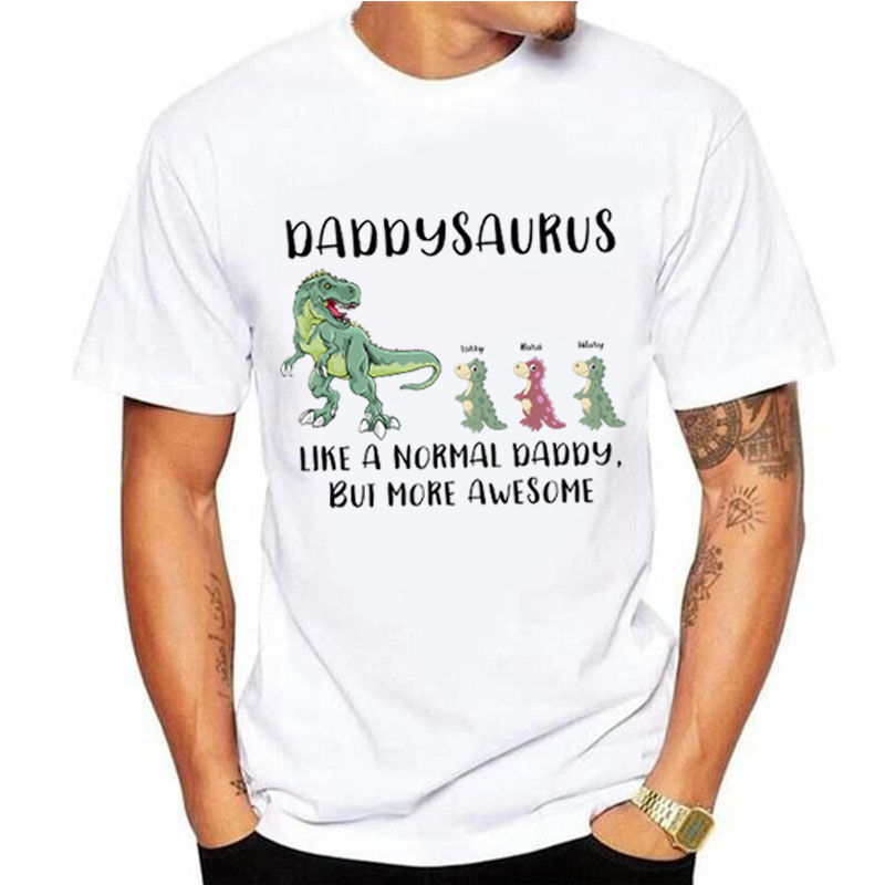 Personalized T-shirt Colorful Dinosaurs with Custom name Interesting Gift for Dad