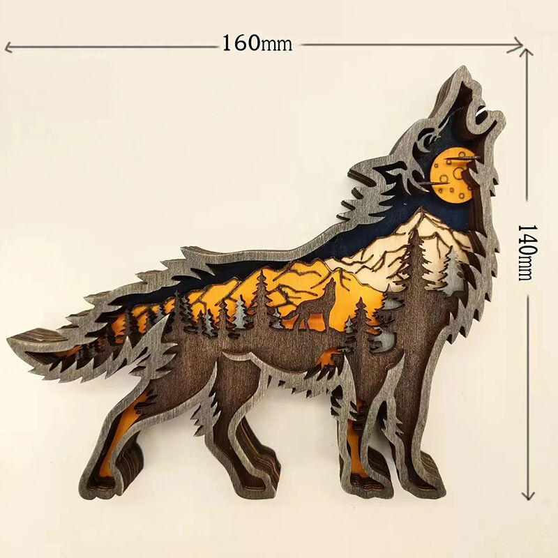 Wolf 3D Wood Carving Decorative Light Interesting Gift for Friends