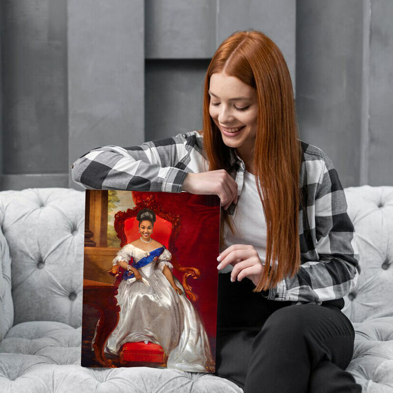 Custom Portrait from Her Head Photo Personalized Royal Photo Frame for Her