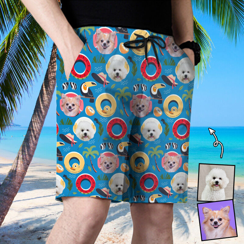 Personalized Picture Men's Beach Shorts Adorable Present for Brother