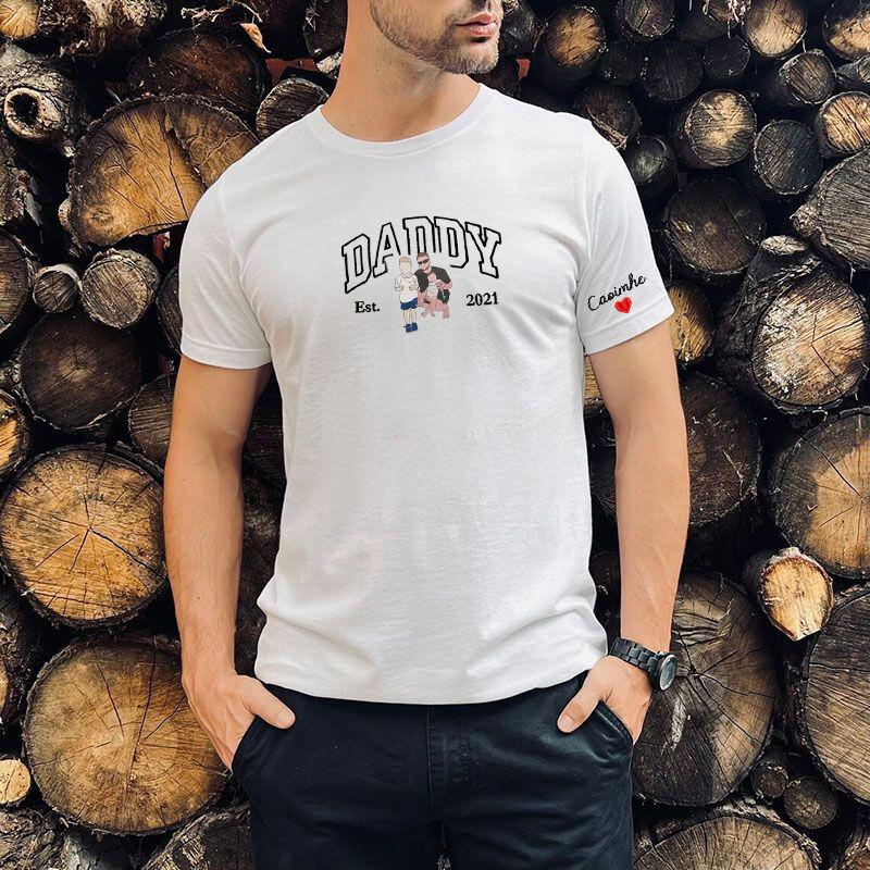 Personalisiertes T-Shirt gestickt Papa mit benutzerdefinierten Foto-Design Perfektes Geschenk für den Vatertag