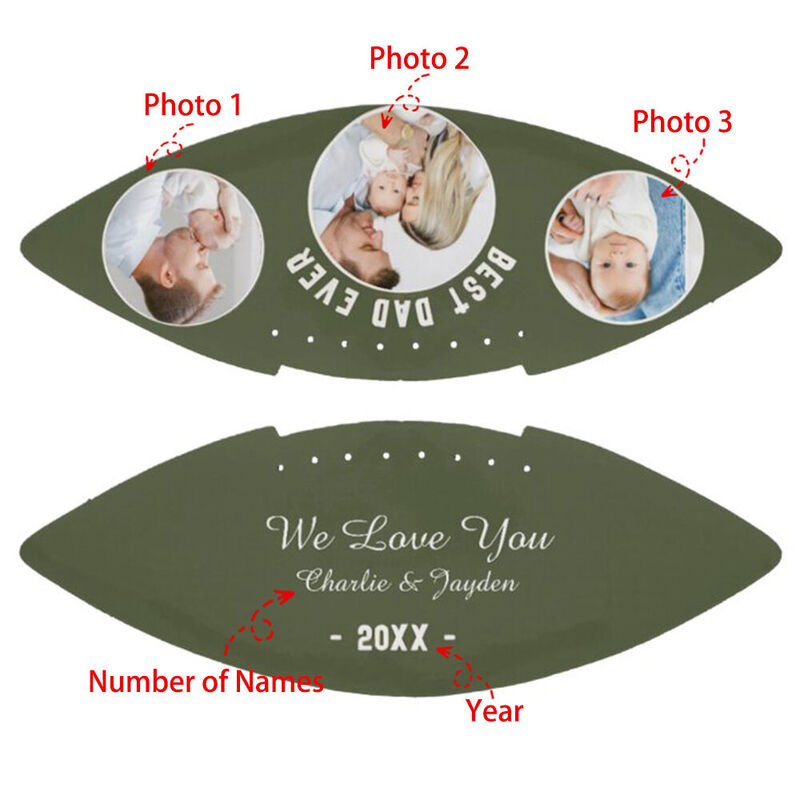Balón de fútbol personalizado "El mejor papá del mundo" con fotos como regalo del Día del Padre para papá