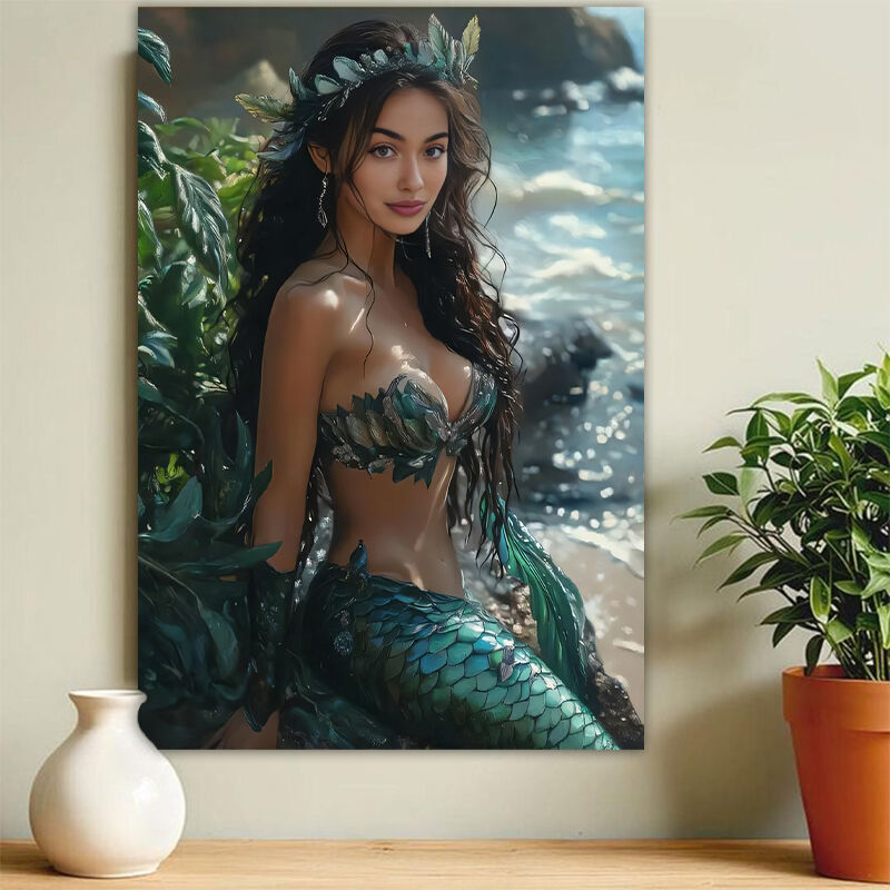 Personalized Mermaid Portraits with Custom Face Swap Pretty Gift for Her