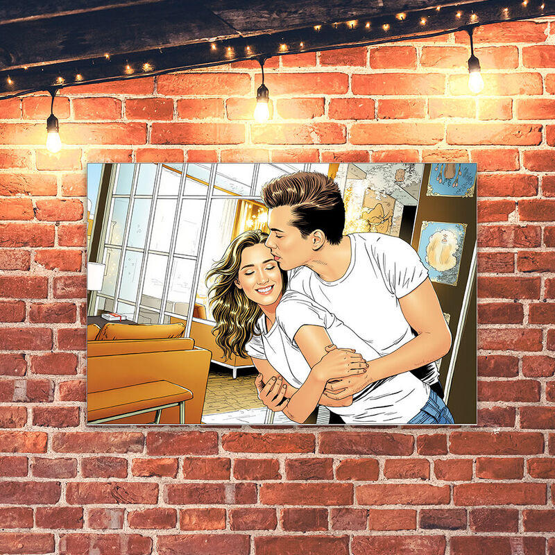 Foto personalizzata su tela in stile fumetto Regalo divertente per il tuo amore
