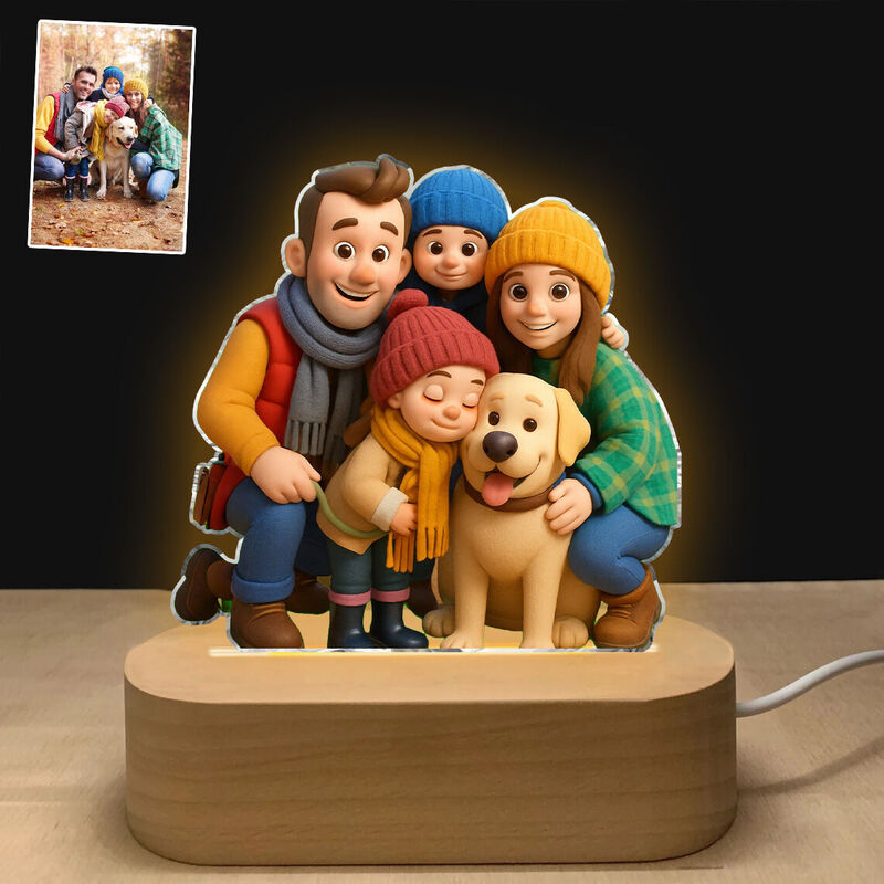 Personalisierte 3D Cartoon Stil Foto Acryl Plaque Licht Home Dekoration