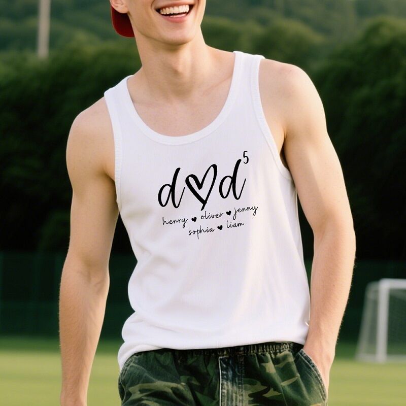 Personalized Tank Top Custom Dad with Kids Names Design Attractive Father's Day Gift