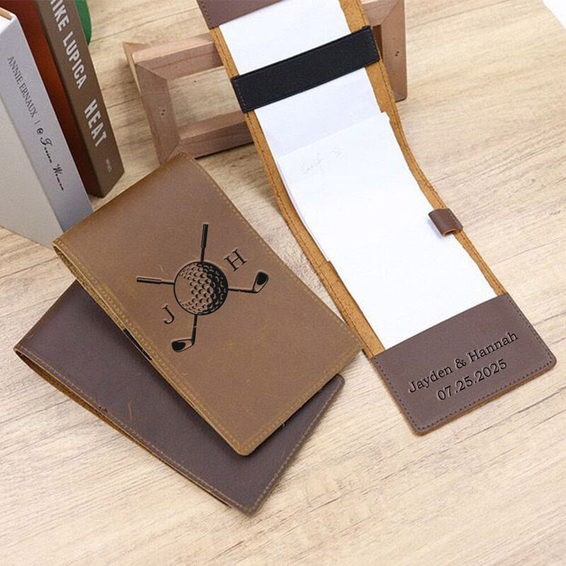 Custom Golf Scorecard Holder & Yardage Book Cover Premium Leather Ideal Gift for Boyfriend