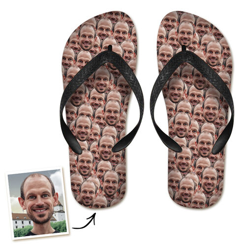 Personalized Face Mash Photo Flip Flops Gift
