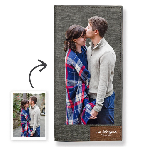 Men's Custom Photo Wallet Grey Color Printing