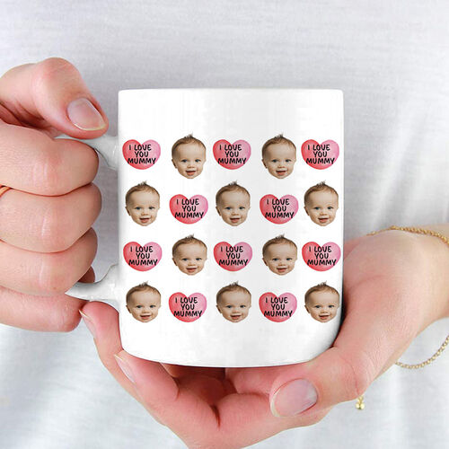 Tazza fotografica personalizzata con motivo a cuore rosa Dolce regalo per la festa della mamma "Ti amo mamma"