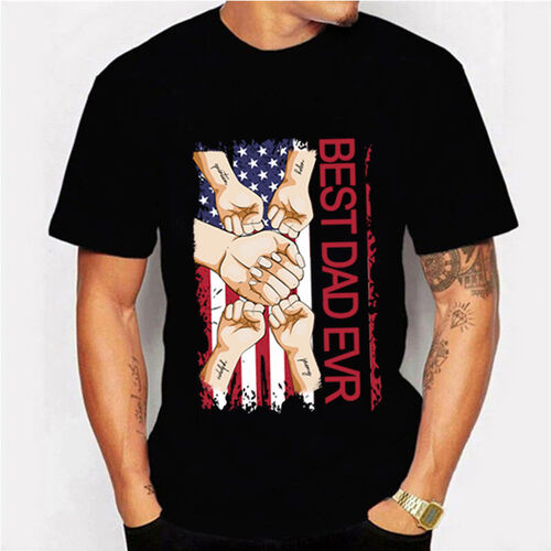 Personalized T-shirt Fist Bump of Best Dad Ever with Custom Name for Best Dad
