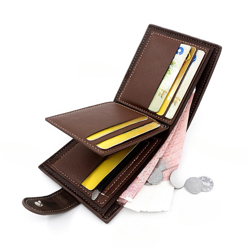 Personalized Leather Men's Wallet Customized Name Accompanied by Big and Small Hands